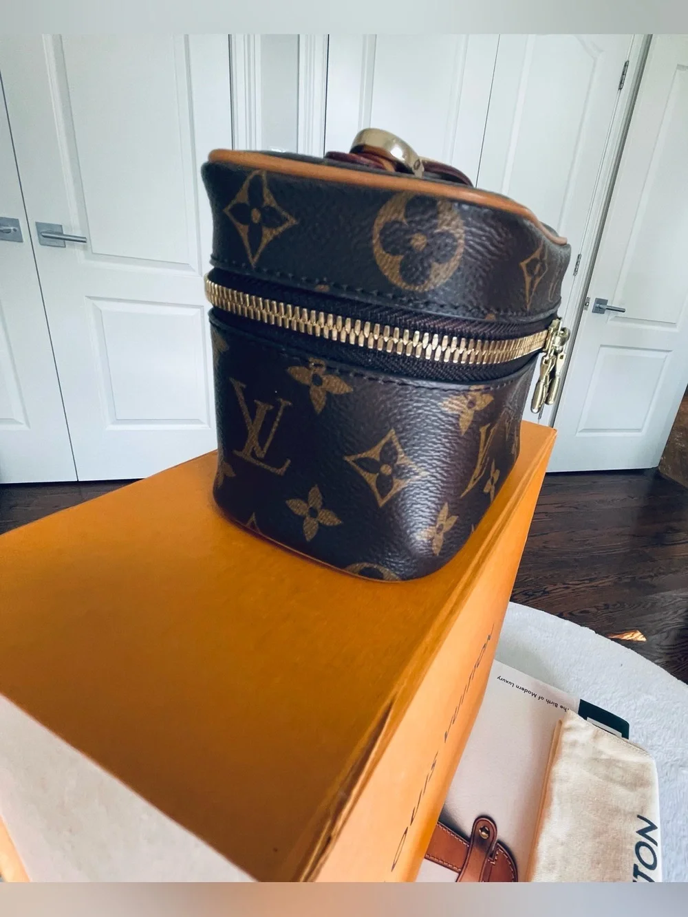 Louis Vuitton Nice Nano Monogram with free non LV crossbody strap.